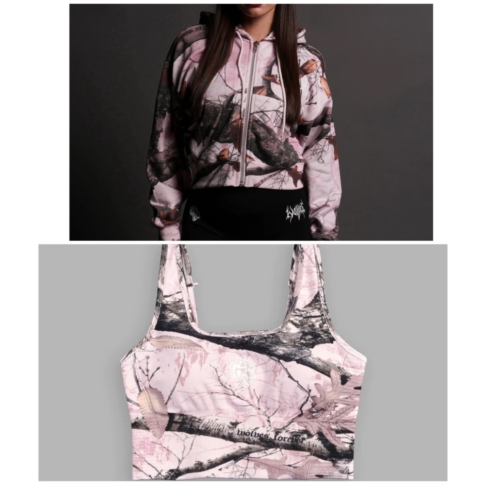 Darc Sport Pink and Black Camo Hoodie and Tank Set